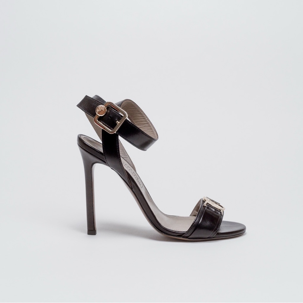 Versace Black Leather Stiletto Sandals - Size 37 - Picture 2 of 11